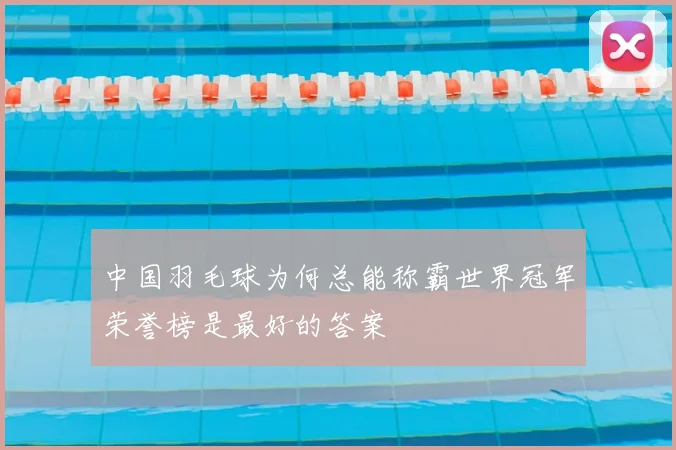 中国羽毛球为何总能称霸世界冠军荣誉榜是最好的答案
